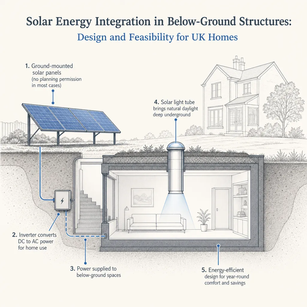 Diagram illustrating: Solar Energy Integration in Below-Ground Structures: Design and Feasibility