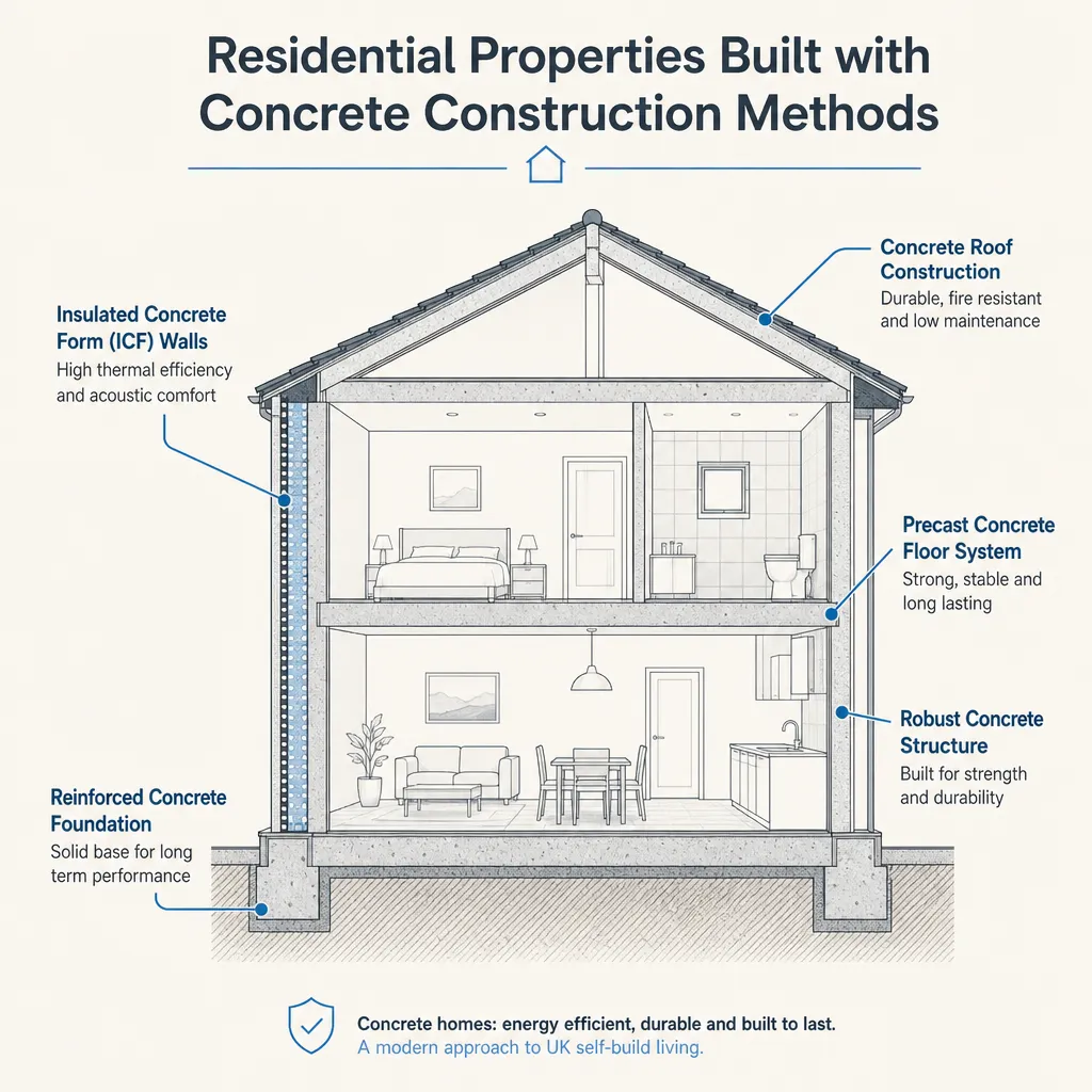 Diagram illustrating: Residential Properties Built with Concrete Construction Methods