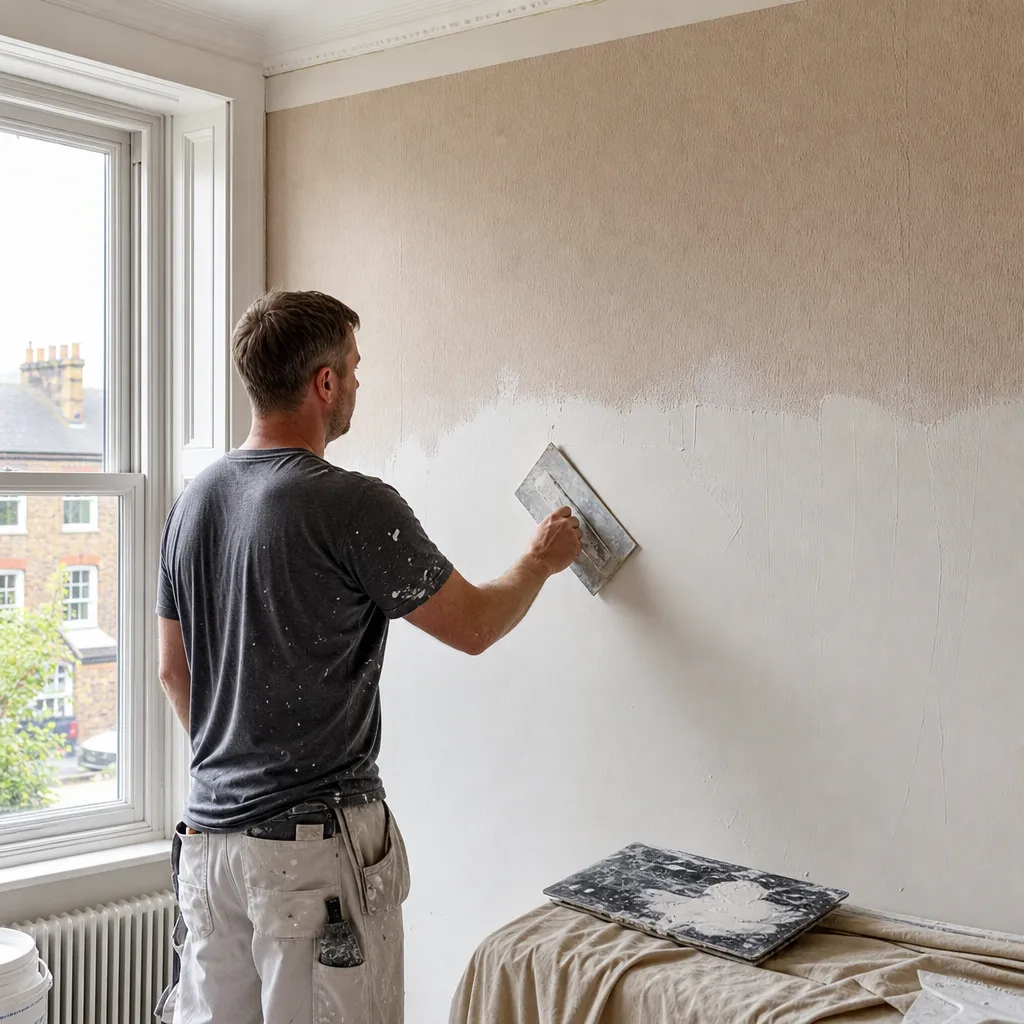 Photo illustrating: Skimming Over Wallpaper Lining: Surface Preparation and Results