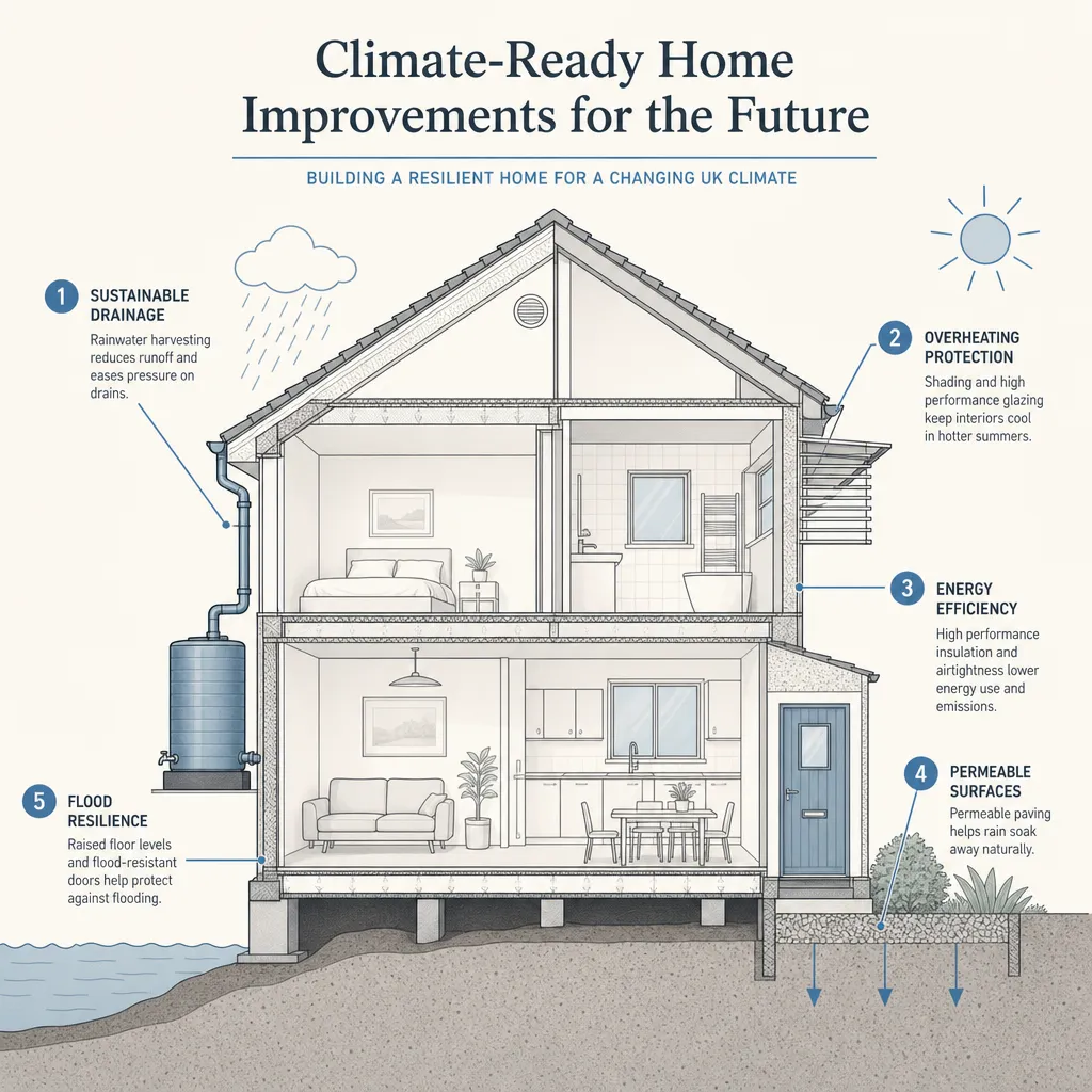 Diagram illustrating: Climate-Ready Home Improvements for the Future