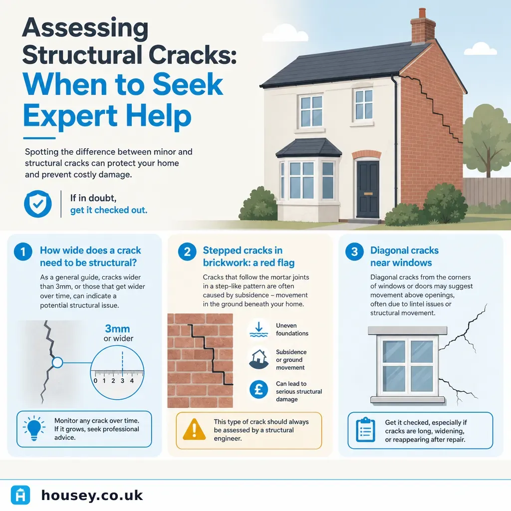 Infographic illustrating: Assessing Structural Cracks: When to Seek Expert Help