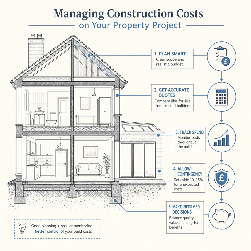 Diagram illustrating: Managing Construction Costs on Your Property Project