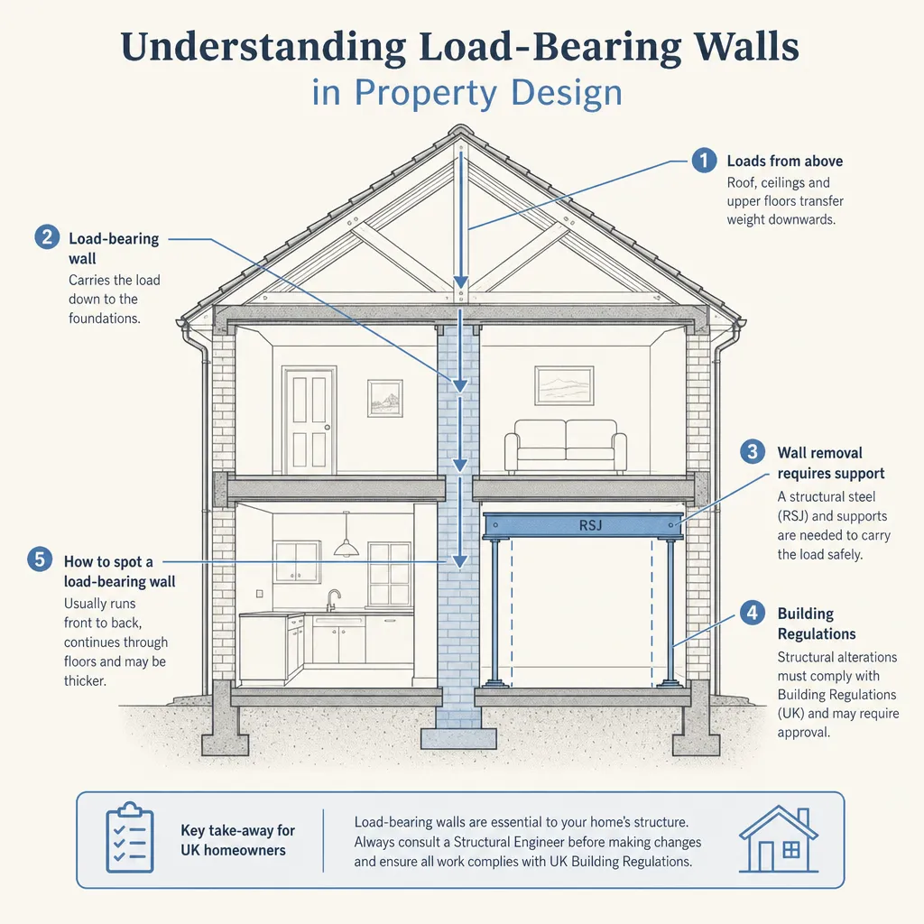 Diagram illustrating: Understanding Load-Bearing Walls in Property Design