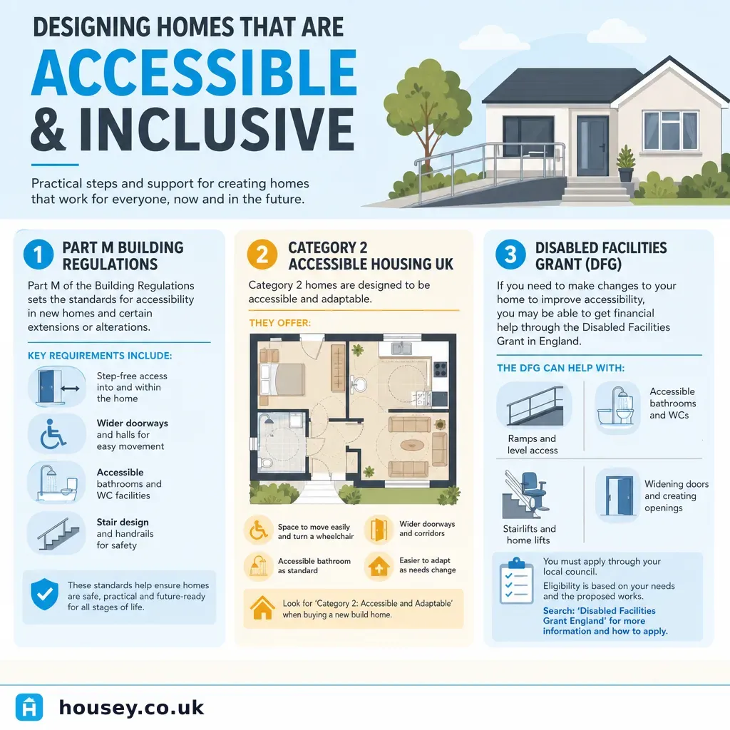 Infographic illustrating: Designing Homes That Are Accessible and Inclusive