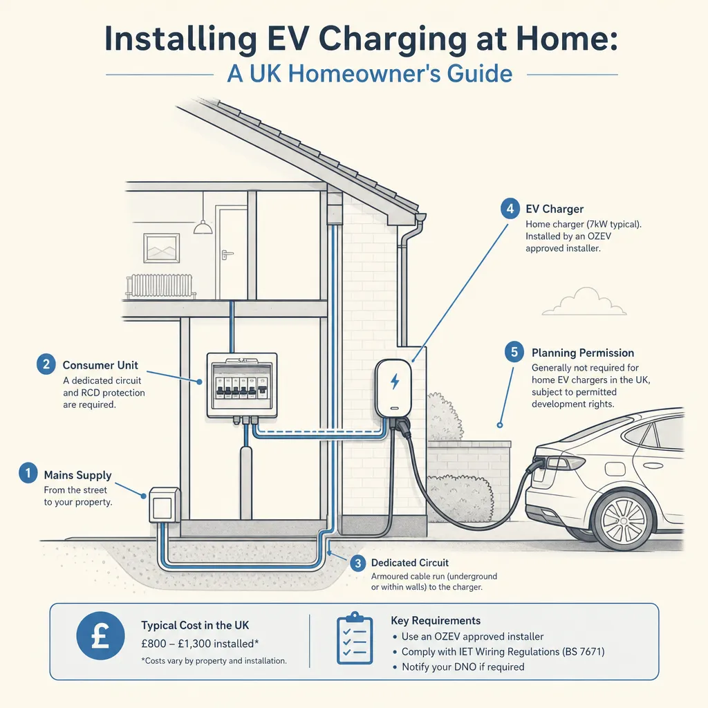 Diagram illustrating: Installing EV Charging at Home: A UK Homeowner's Guide