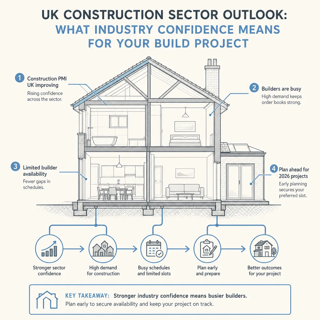 Diagram illustrating: UK Construction Sector Outlook: What Industry Confidence Means for Your Build Project