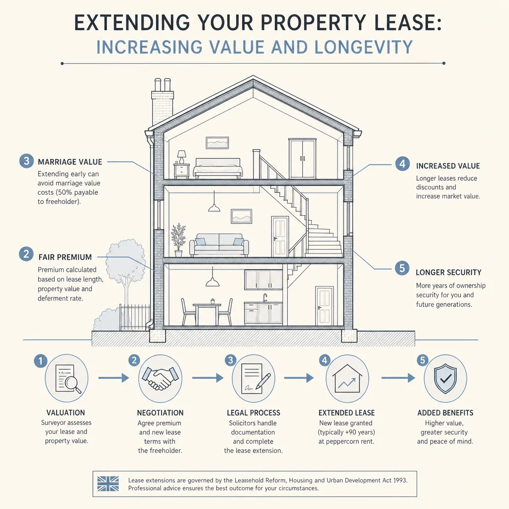 Diagram illustrating: Extending Your Property Lease: Increasing Value and Longevity