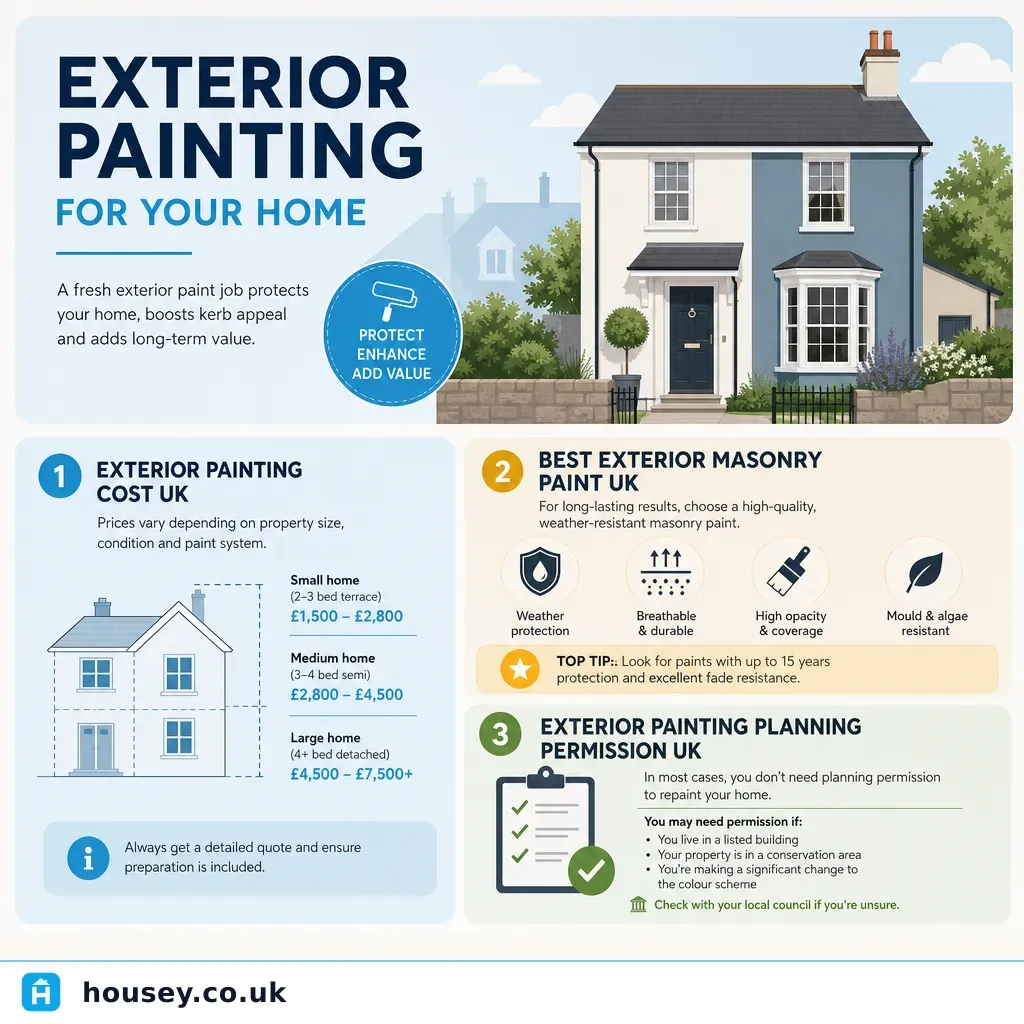 Infographic illustrating: Exterior Painting for Your Home