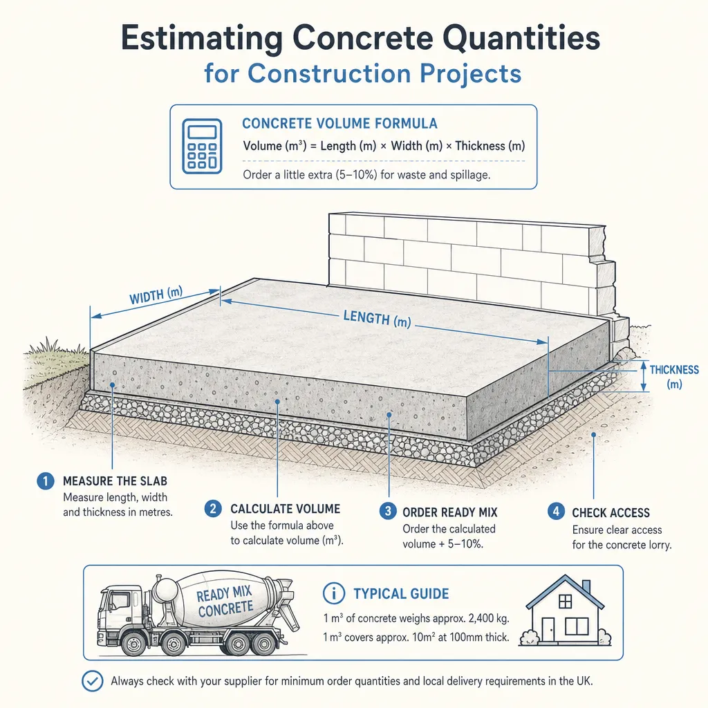 Diagram illustrating: Estimating Concrete Quantities for Construction Projects