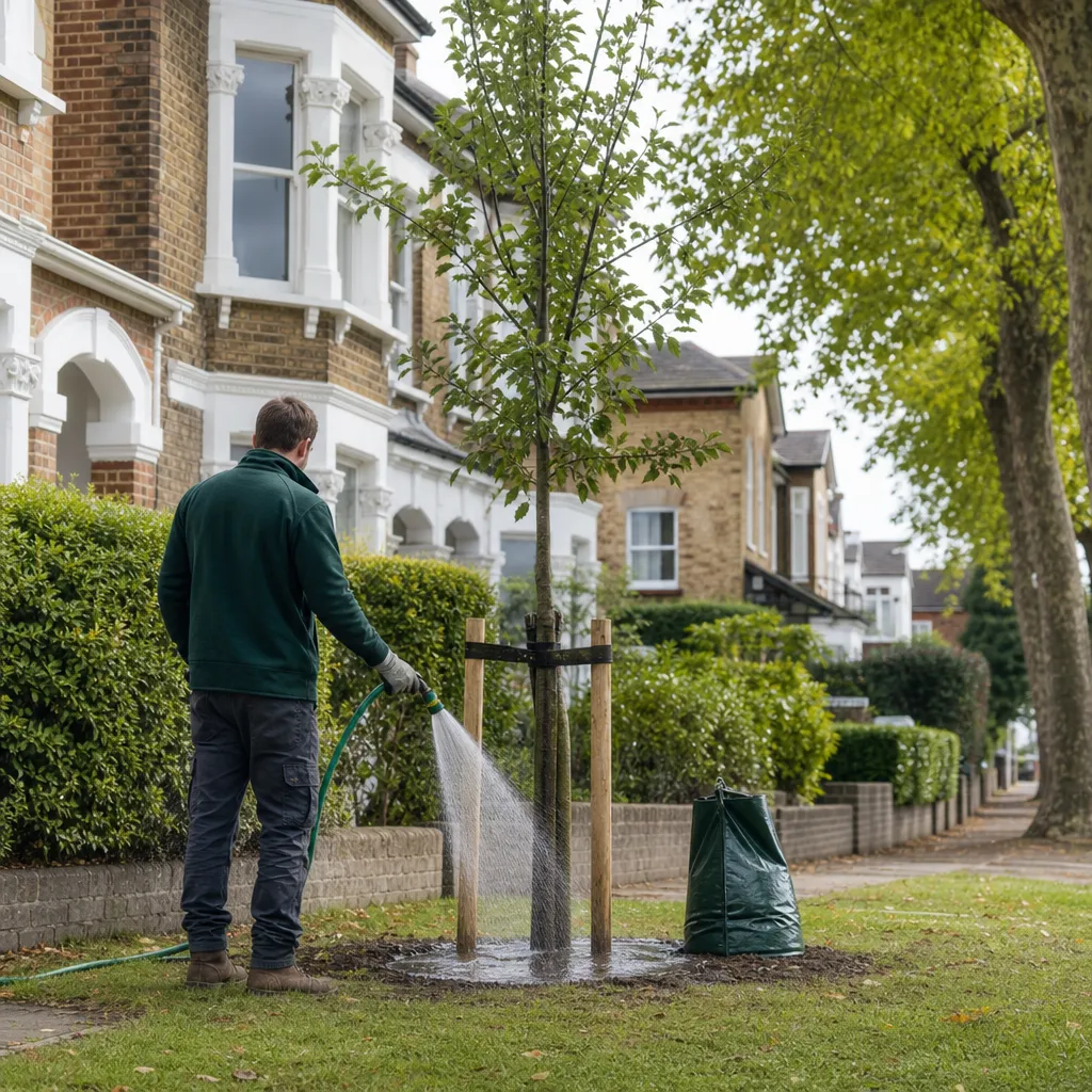 Photo illustrating: Watering Large Trees: Techniques and Frequency for Establishment