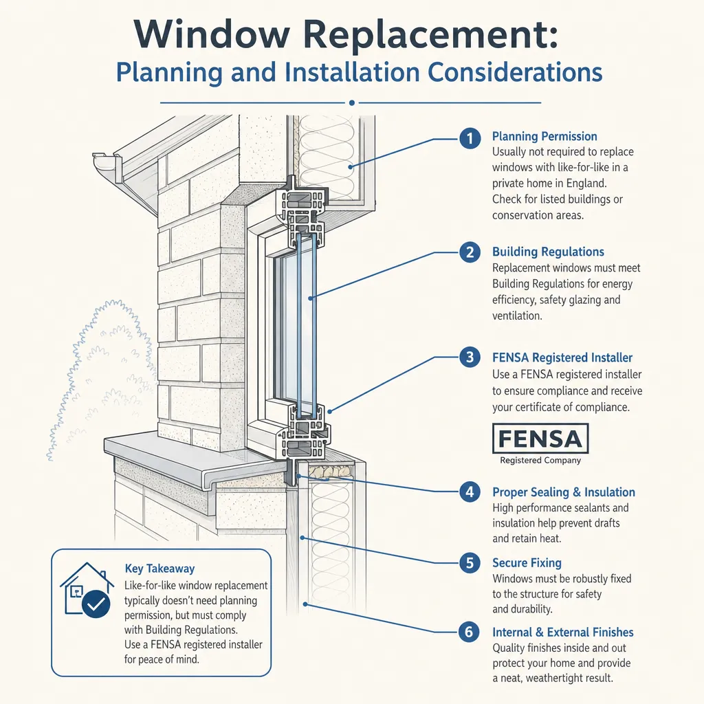 Diagram illustrating: Window Replacement: Planning and Installation Considerations