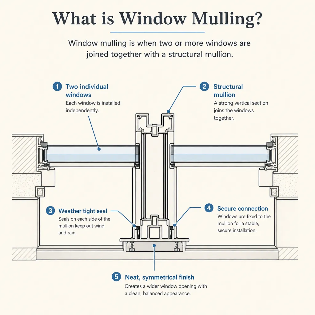 Diagram illustrating: What is window mulling in window installation