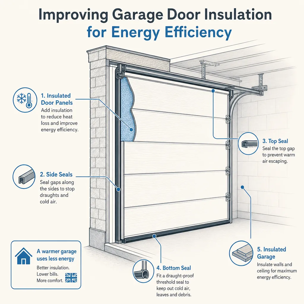 Diagram illustrating: Improving Garage Door Insulation for Energy Efficiency
