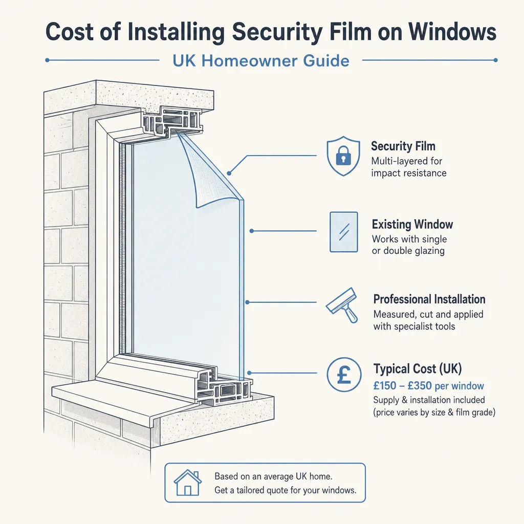 Diagram illustrating: Cost of Installing Security Film on Windows