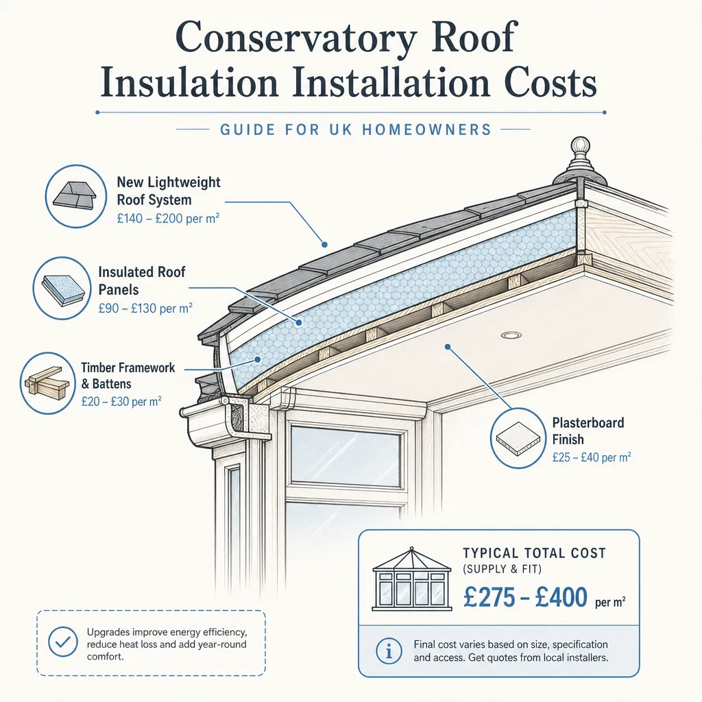 Diagram illustrating: Conservatory Roof Insulation Installation Costs