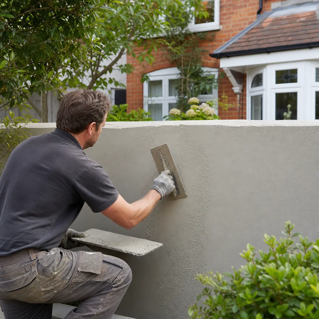 Photo illustrating: Rendering a Garden Wall: Techniques for Professional-Quality Finishes