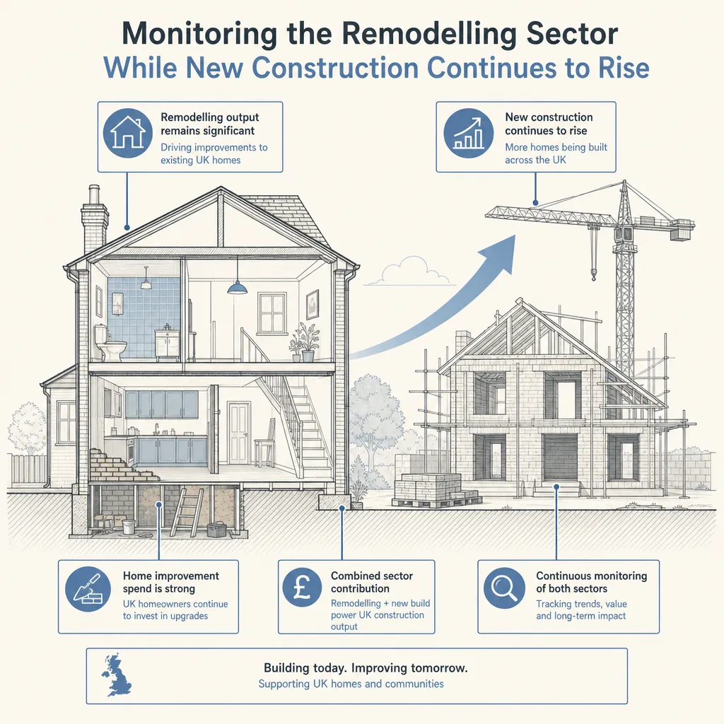 Diagram illustrating: Monitoring the Remodelling Sector While New Construction Continues to Rise
