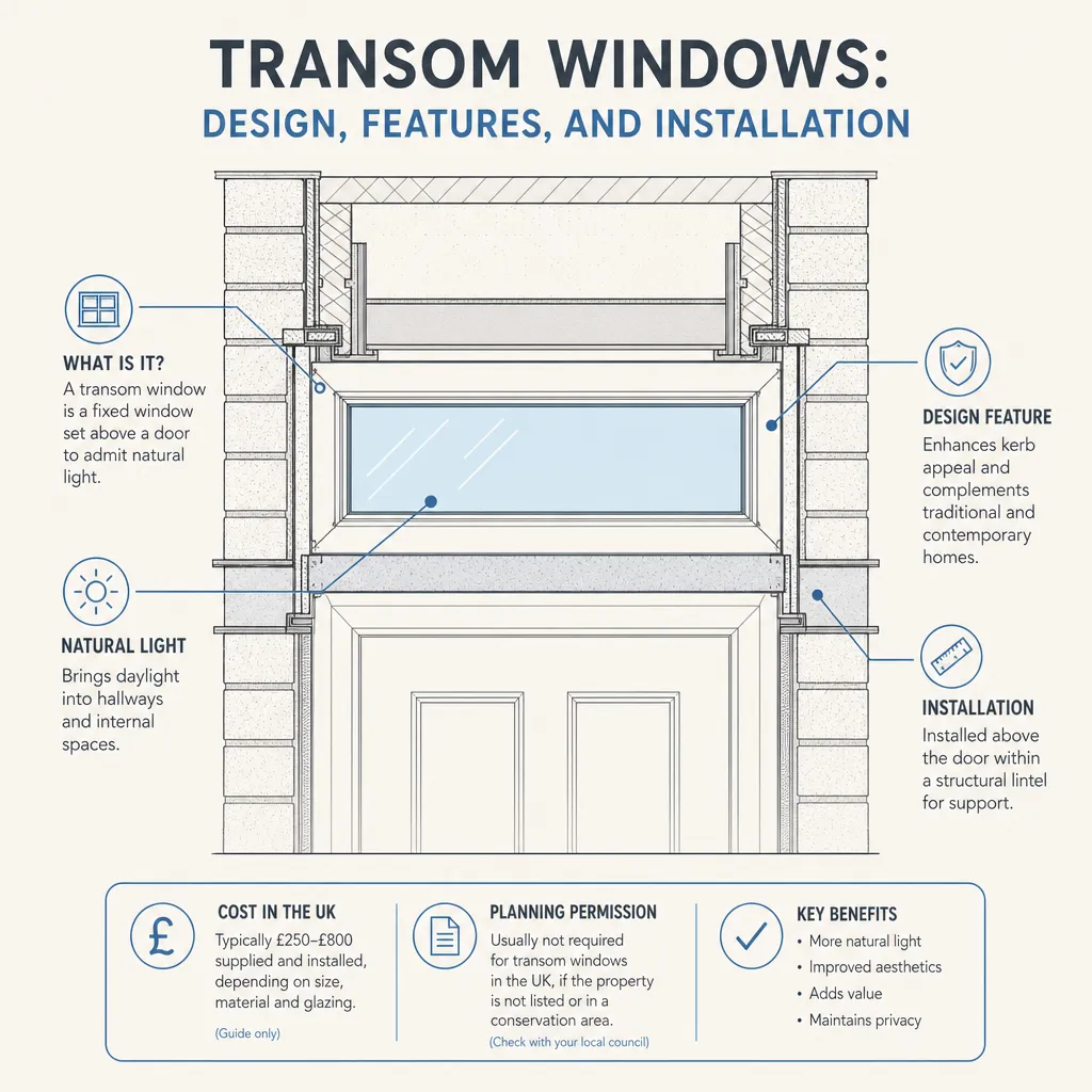 Diagram illustrating: Transom Windows: Design, Features, and Installation
