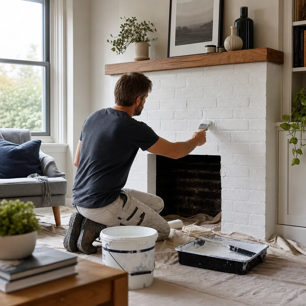 Photo illustrating: Painting Brick Fireplaces: Preparation, Materials and Technique