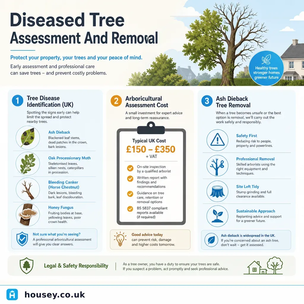 Infographic illustrating: Diseased Tree Assessment And Removal