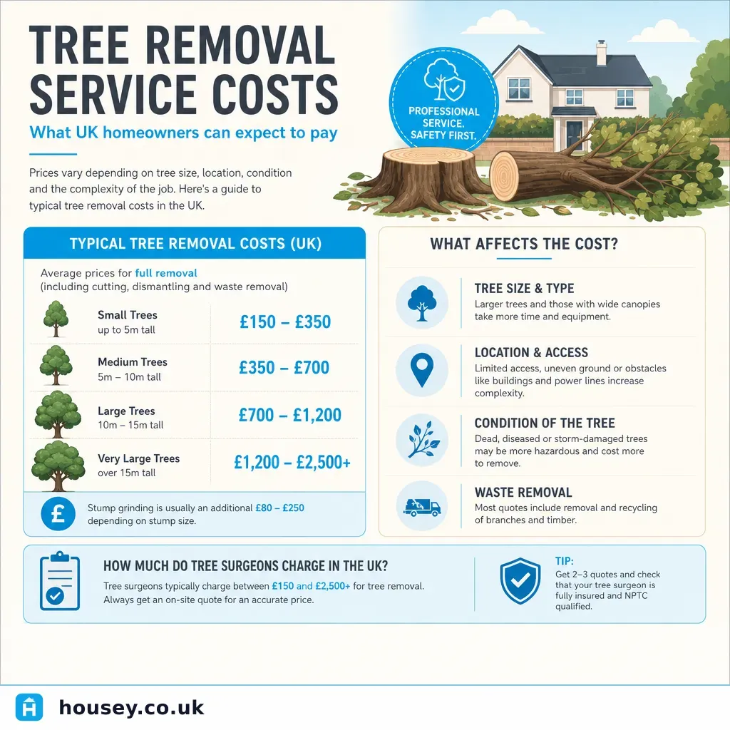 Infographic illustrating: Tree Removal Service Costs