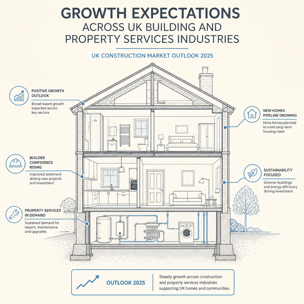 Diagram illustrating: Growth Expectations Across UK Building and Property Services Industries
