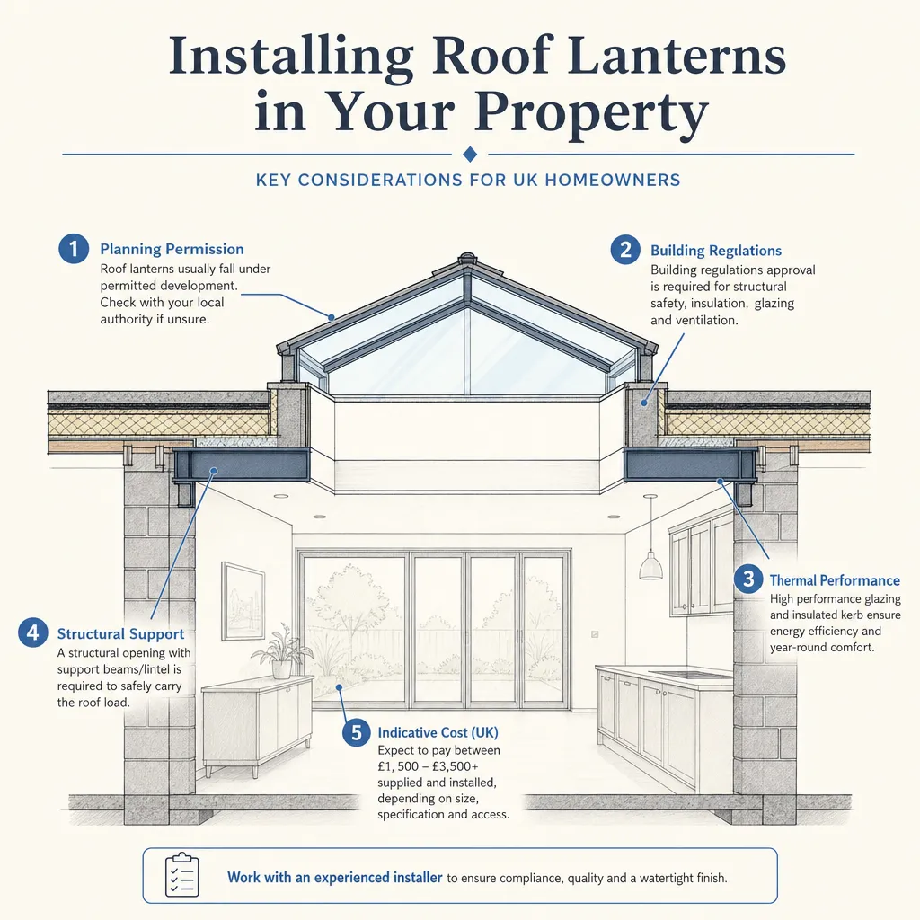 Diagram illustrating: Installing Roof Lanterns in Your Property