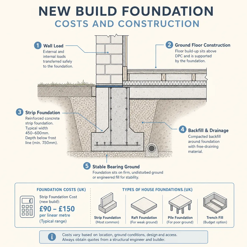 Diagram illustrating: New Build Foundation Costs and Construction