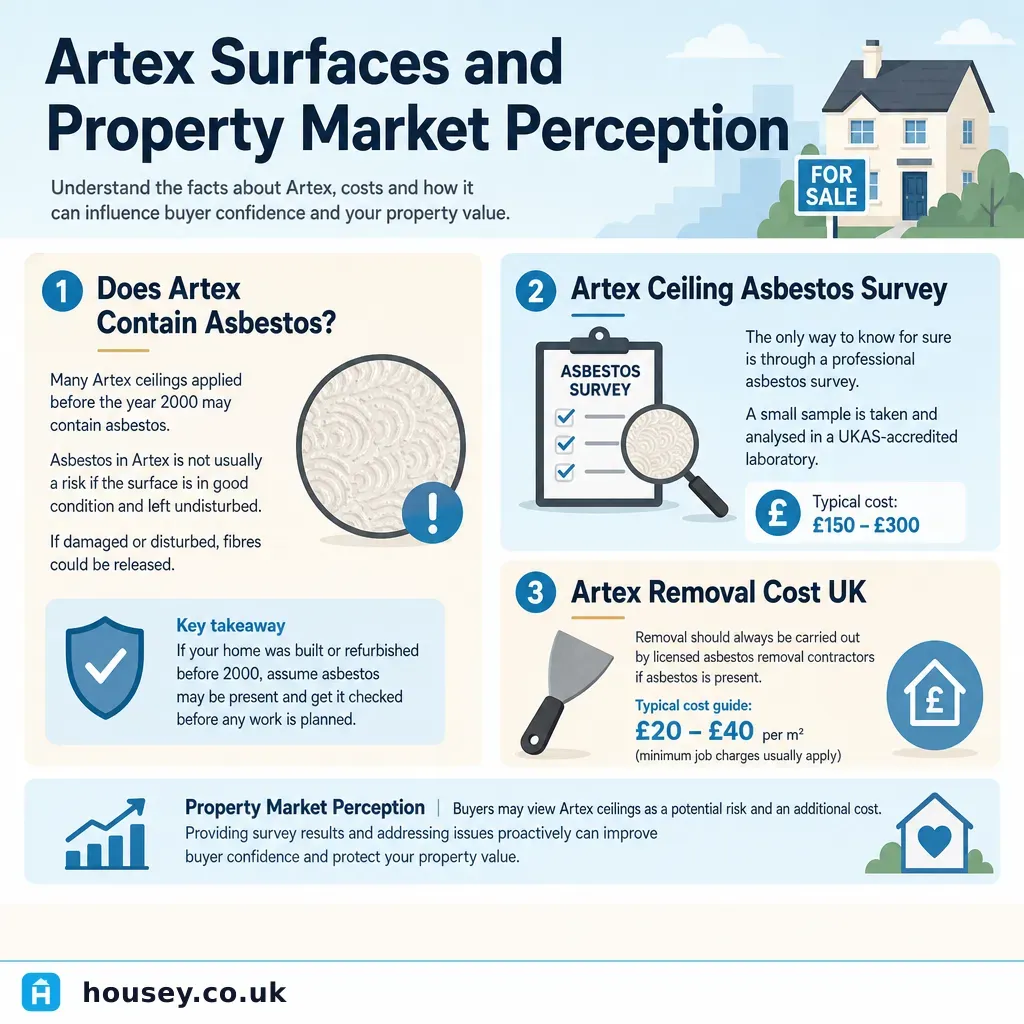 Infographic illustrating: Artex Surfaces and Property Market Perception