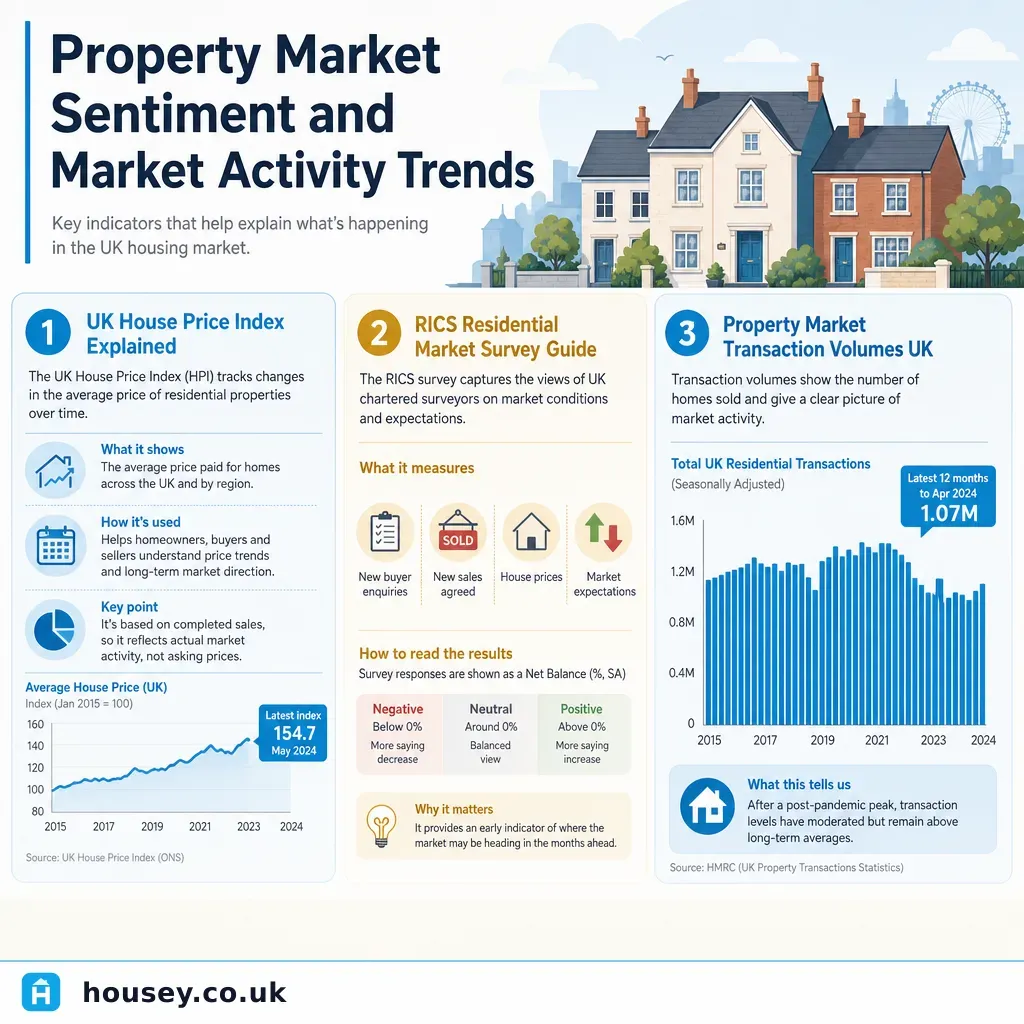 Infographic illustrating: Property Market Sentiment and Market Activity Trends