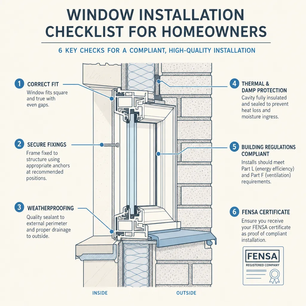 Diagram illustrating: Window installation checklist for homeowners