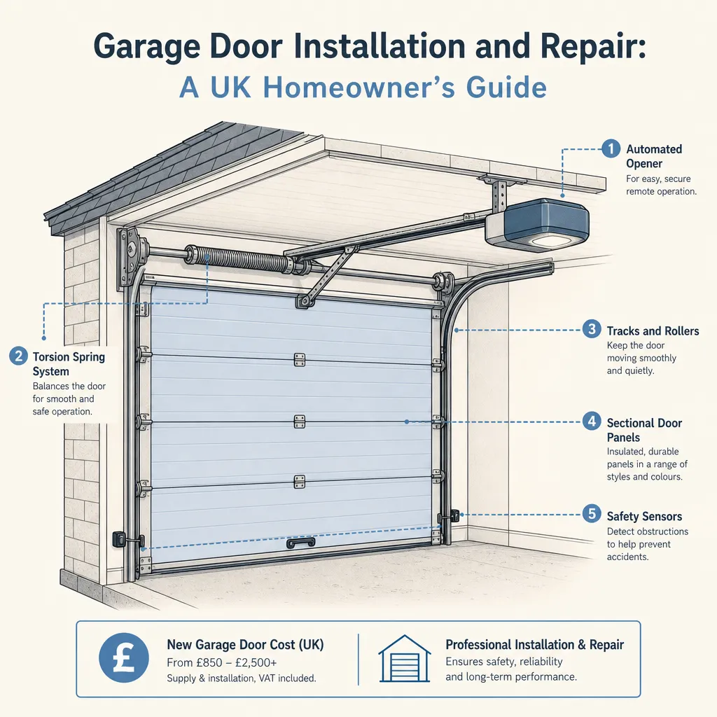 Diagram illustrating: Garage Door Installation and Repair: A UK Homeowner's Guide