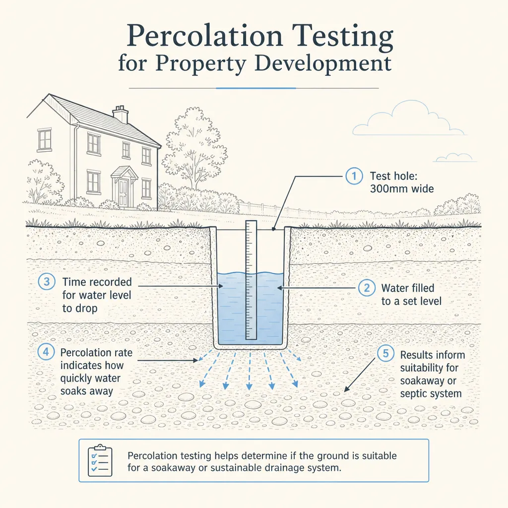 Diagram illustrating: Percolation Testing for Property Development