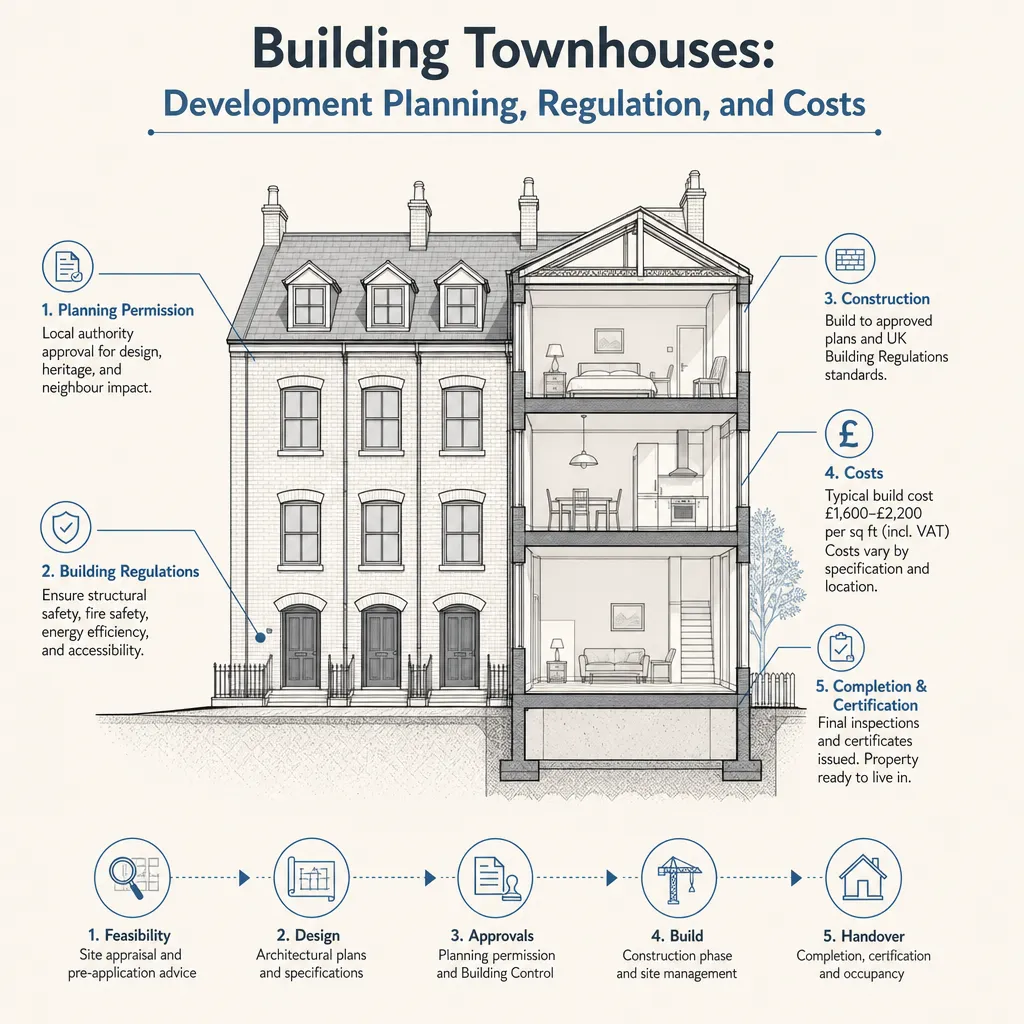 Diagram illustrating: Building Townhouses: Development Planning, Regulation, and Costs