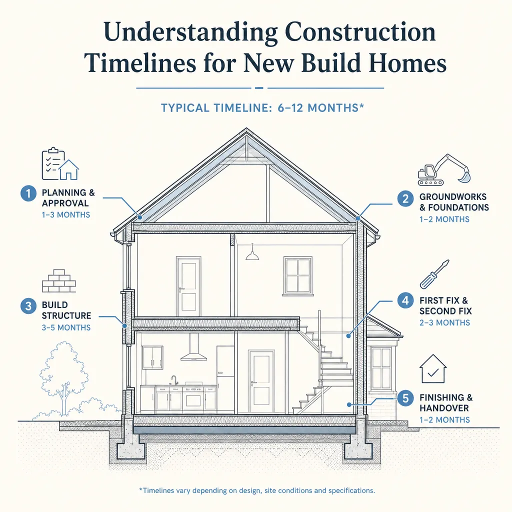 Diagram illustrating: Understanding Construction Timelines for New Build Homes
