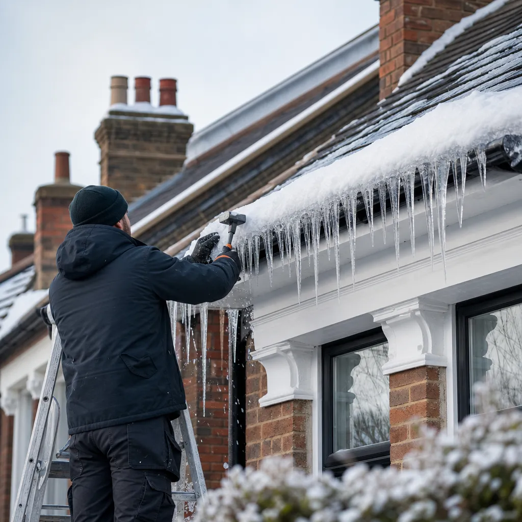Photo illustrating: Ice Dam Removal and Roof Protection Services