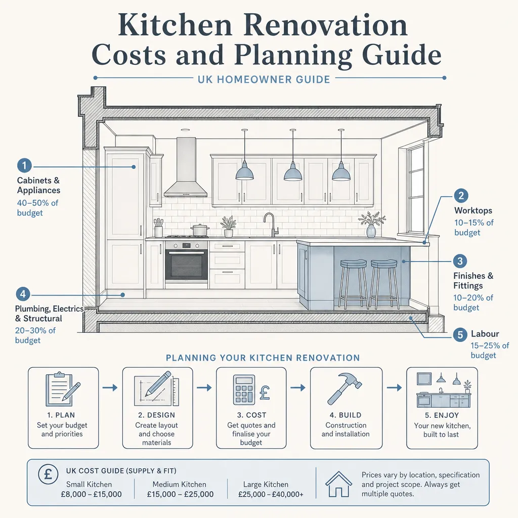 Diagram illustrating: Kitchen Renovation Costs and Planning Guide