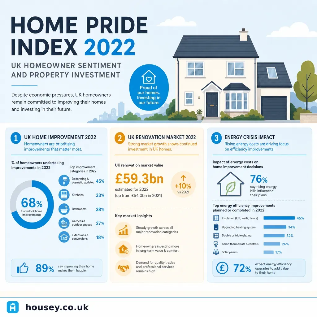Infographic illustrating: Home Pride Index 2022: UK Homeowner Sentiment and Property Investment