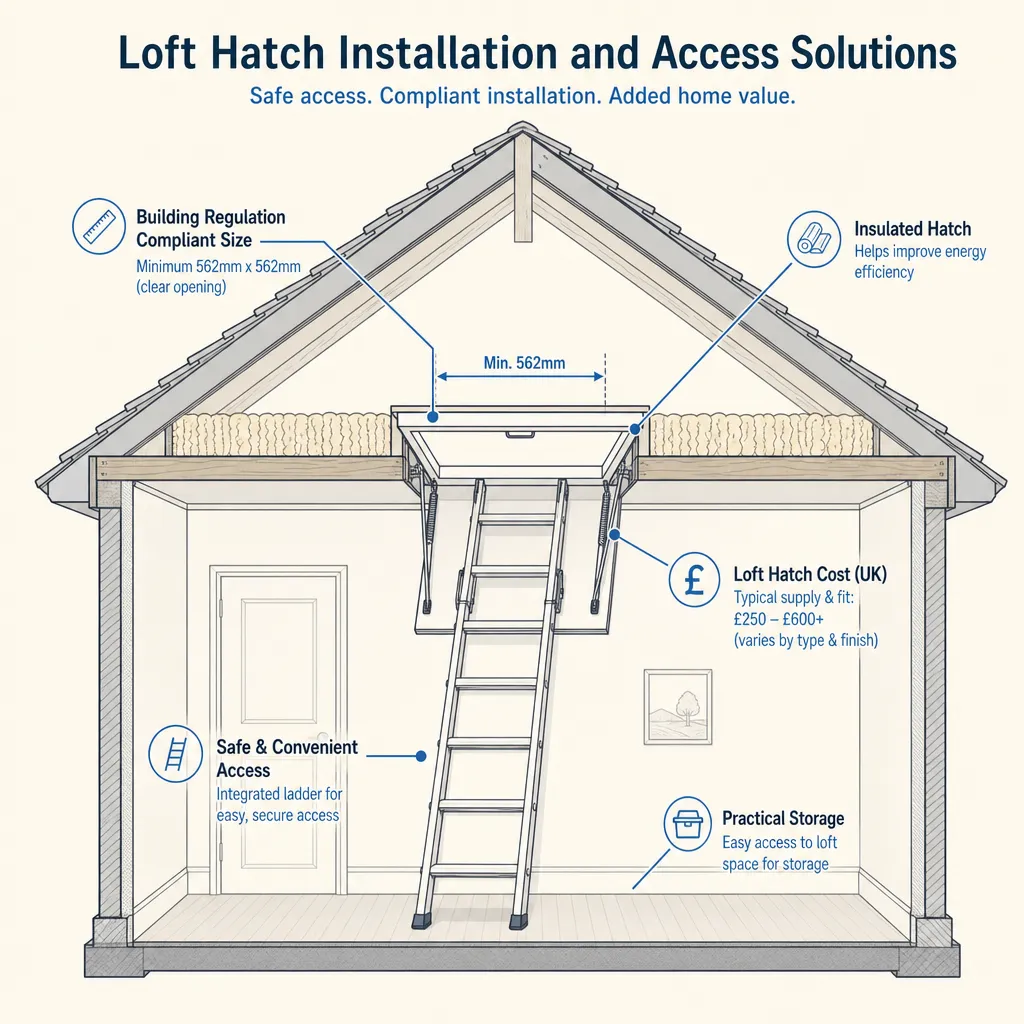 Diagram illustrating: Loft Hatch Installation and Access Solutions