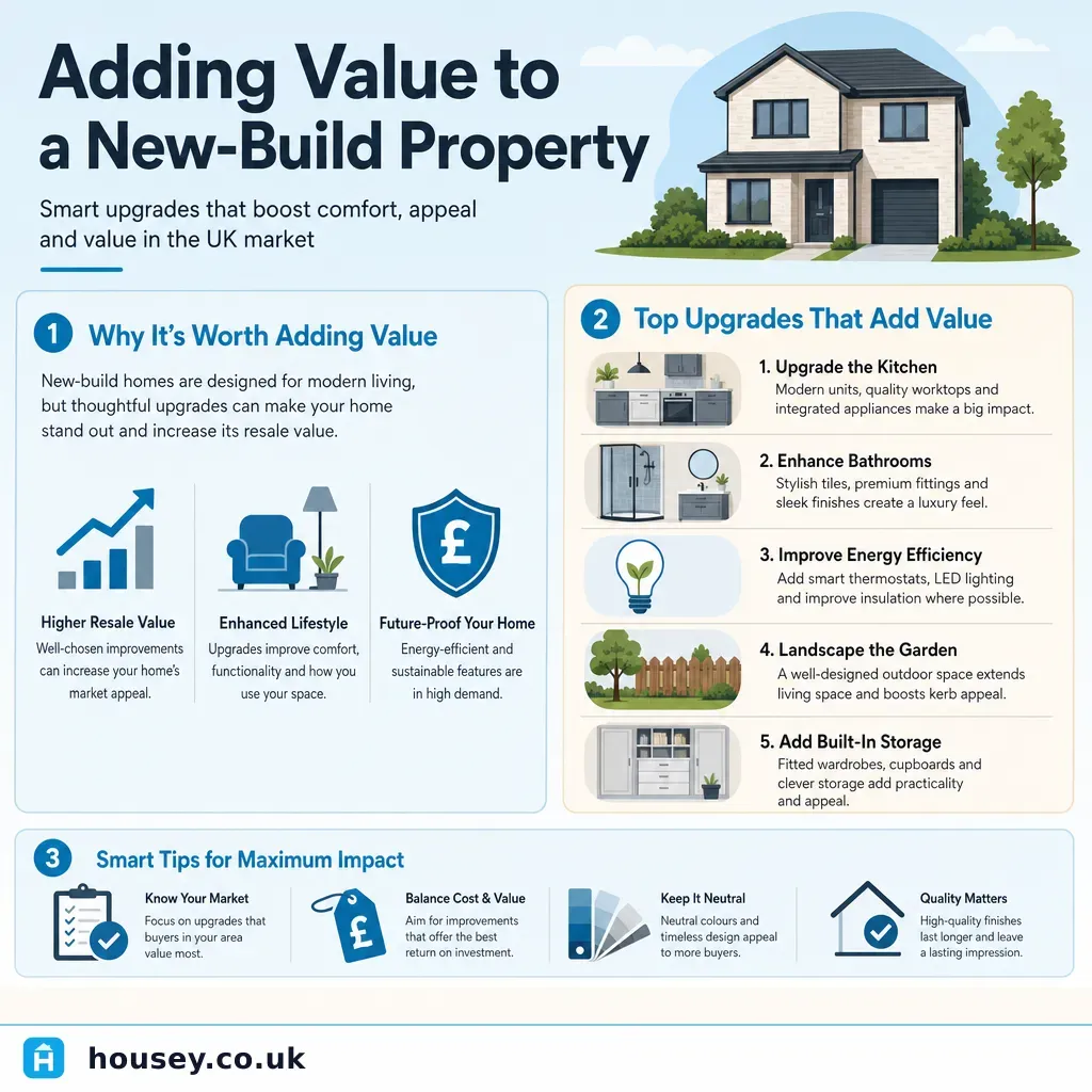 Infographic illustrating: Adding Value to a New-Build Property