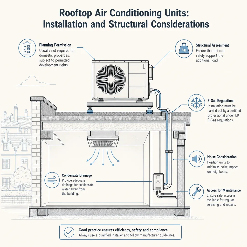 Diagram illustrating: Rooftop Air Conditioning Units: Installation and Structural Considerations