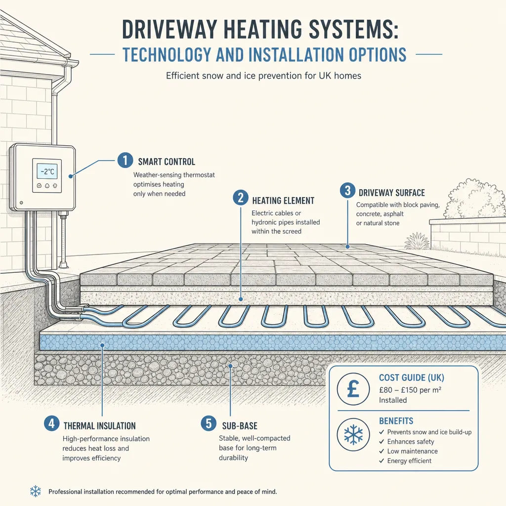 Diagram illustrating: Driveway Heating Systems: Technology and Installation Options