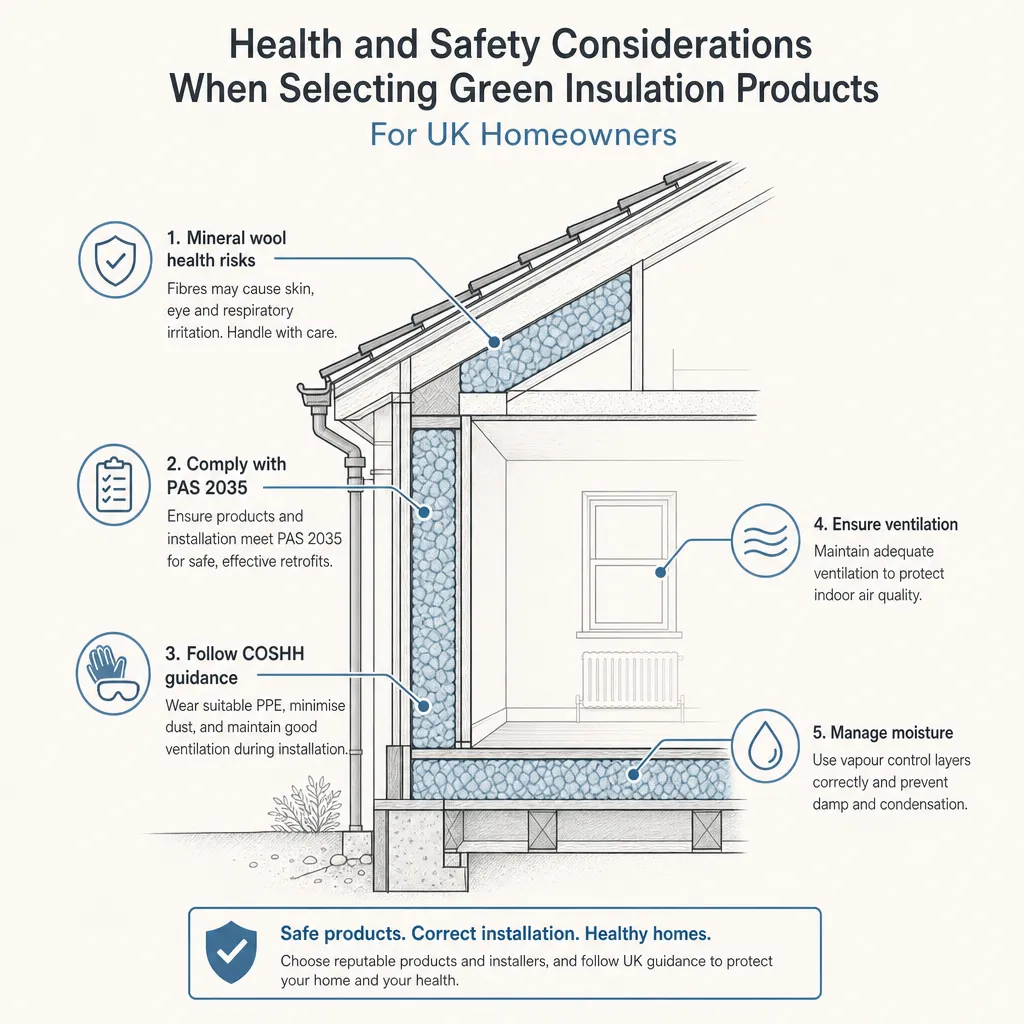 Diagram illustrating: Health and Safety Considerations When Selecting Green Insulation Products