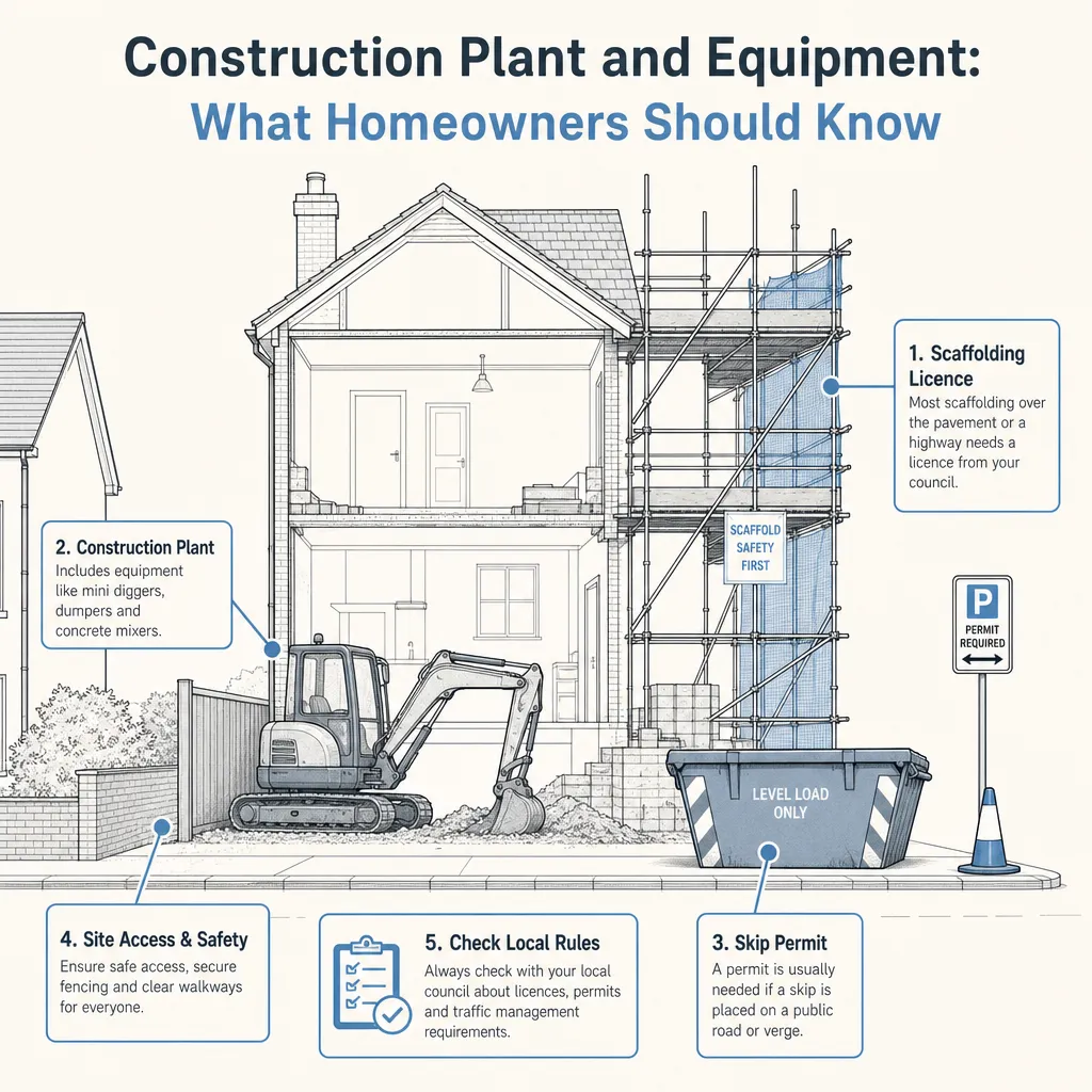 Diagram illustrating: Construction Plant and Equipment: What Homeowners Should Know