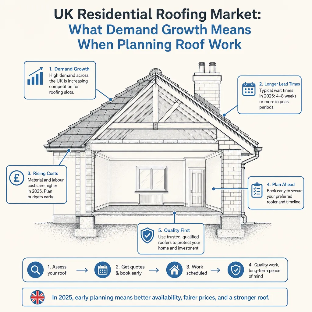 Diagram illustrating: UK Residential Roofing Market: What Demand Growth Means When Planning Roof Work