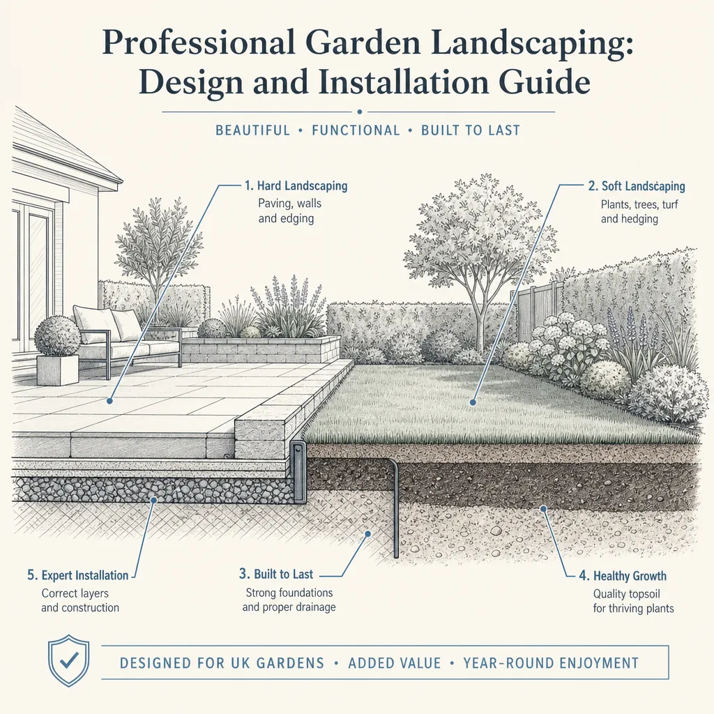 Diagram illustrating: Professional Garden Landscaping: Design and Installation Guide