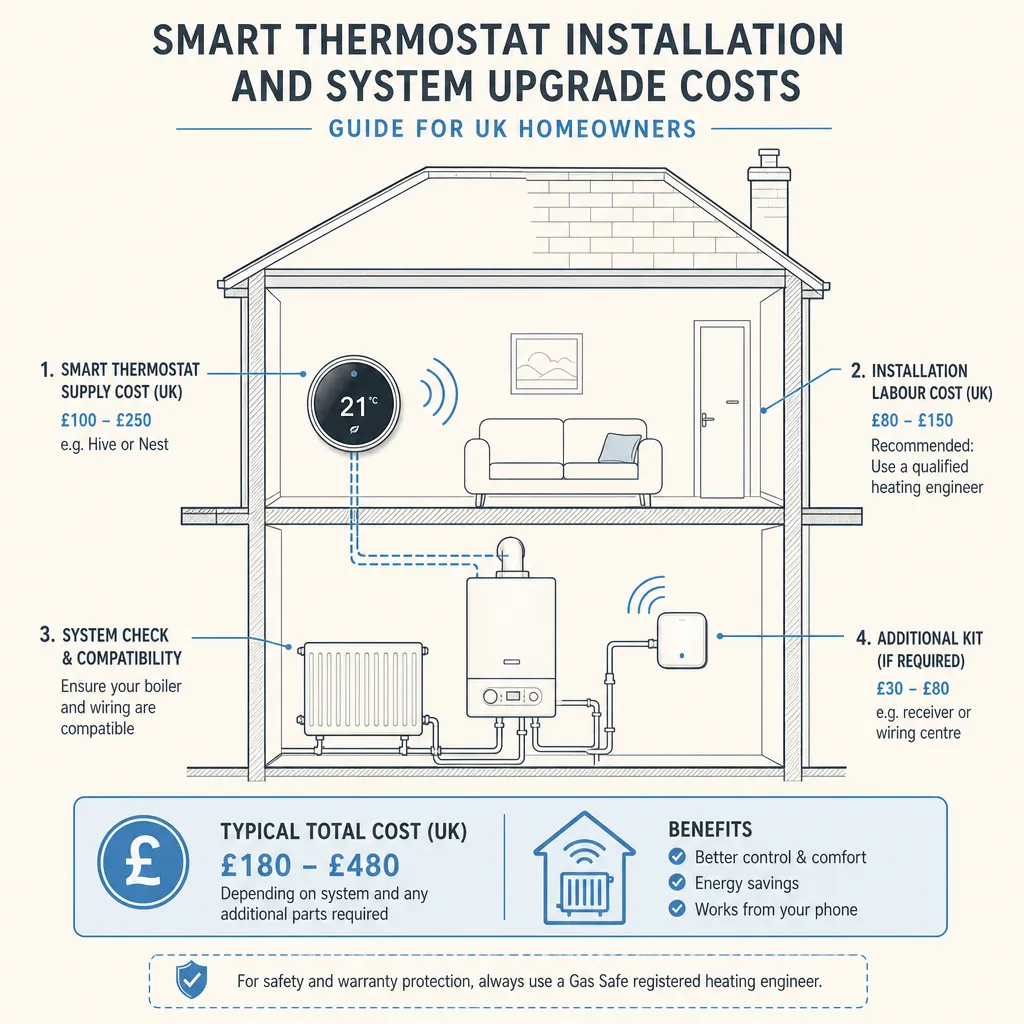 Diagram illustrating: Smart Thermostat Installation and System Upgrade Costs