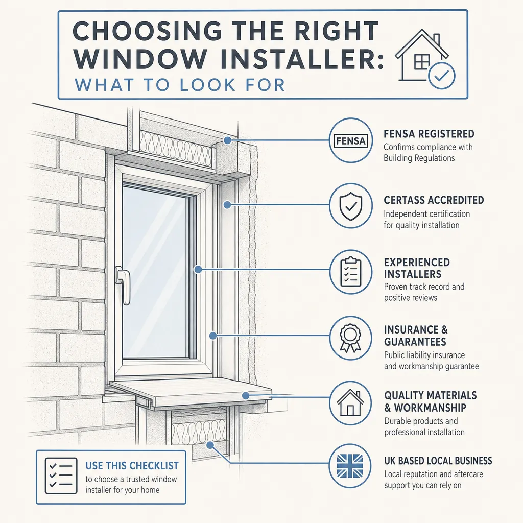 Diagram illustrating: Choosing the Right Window Installer: What to Look For