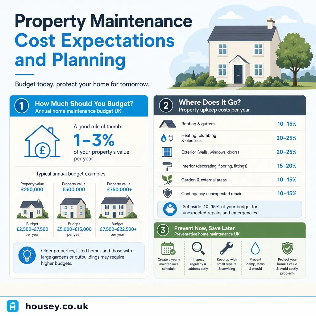 Infographic illustrating: Property Maintenance Cost Expectations and Planning