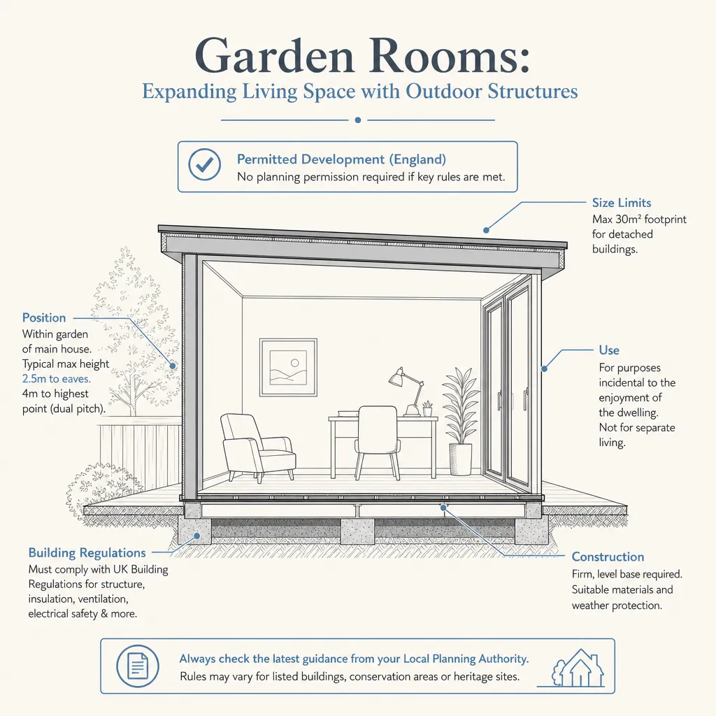 Diagram illustrating: Garden Rooms: Expanding Living Space with Outdoor Structures